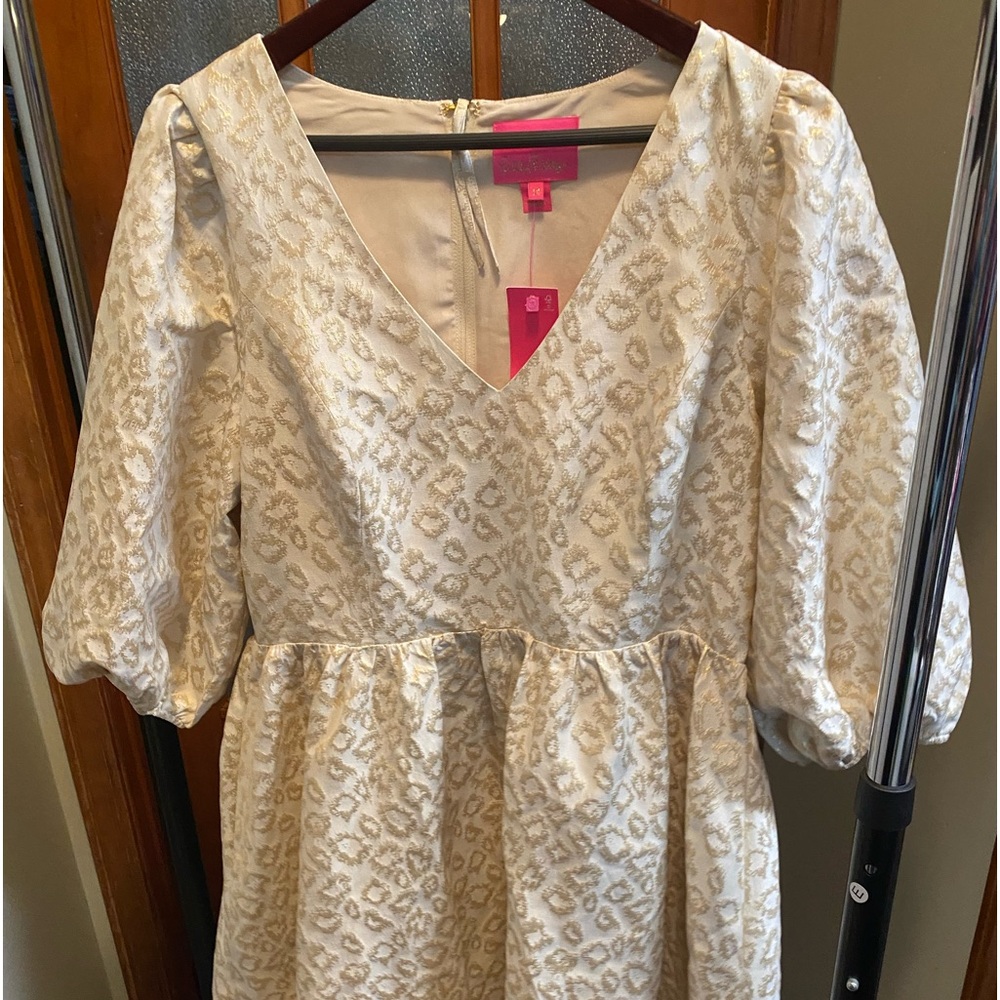 Lilly Pulitzer Calyssa 3/4 sleeve leopard jacquard dress. Brand new with tags.